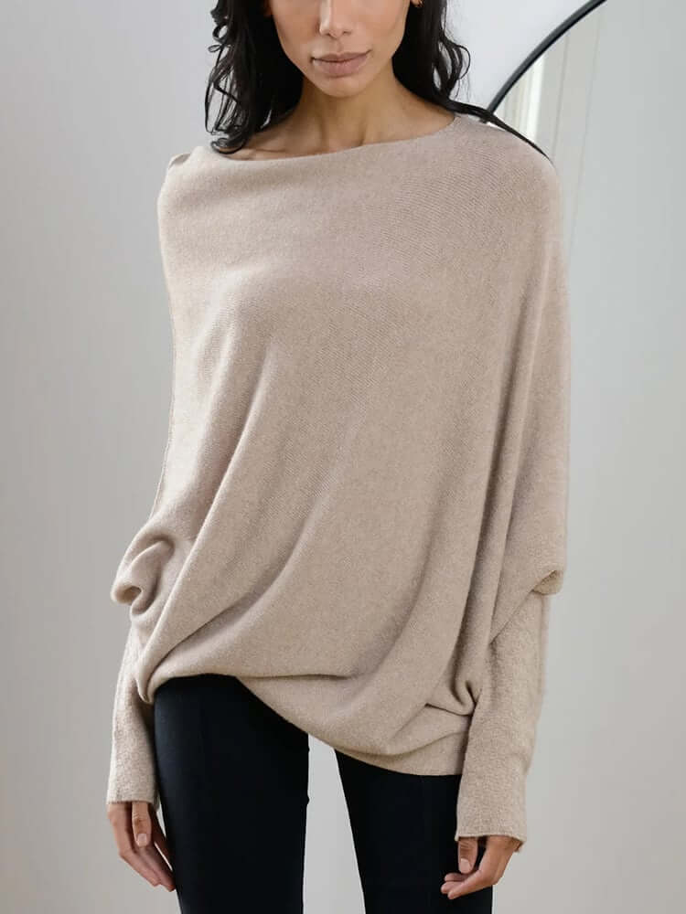 Batwing Sweater | Loose Fit | One-Shoulder | Knitted Jumper | Women's Clothing-Allison Arch