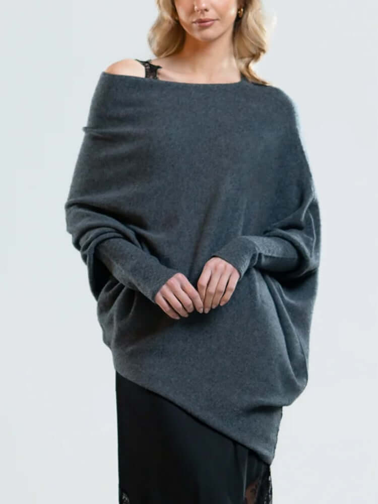 Batwing Sweater | Loose Fit | One-Shoulder | Knitted Jumper | Women's Clothing-Allison Arch