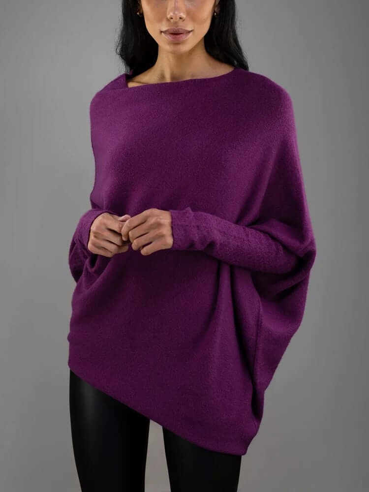 Batwing Sweater | Loose Fit | One-Shoulder | Knitted Jumper | Women's Clothing-Allison Arch