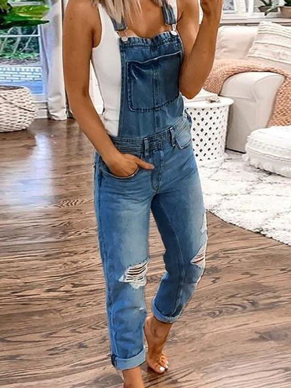 Denim Overalls - Ripped - Sleeveless - Denim Dungarees - Jumpsuit Denim for Women-Allison Arch