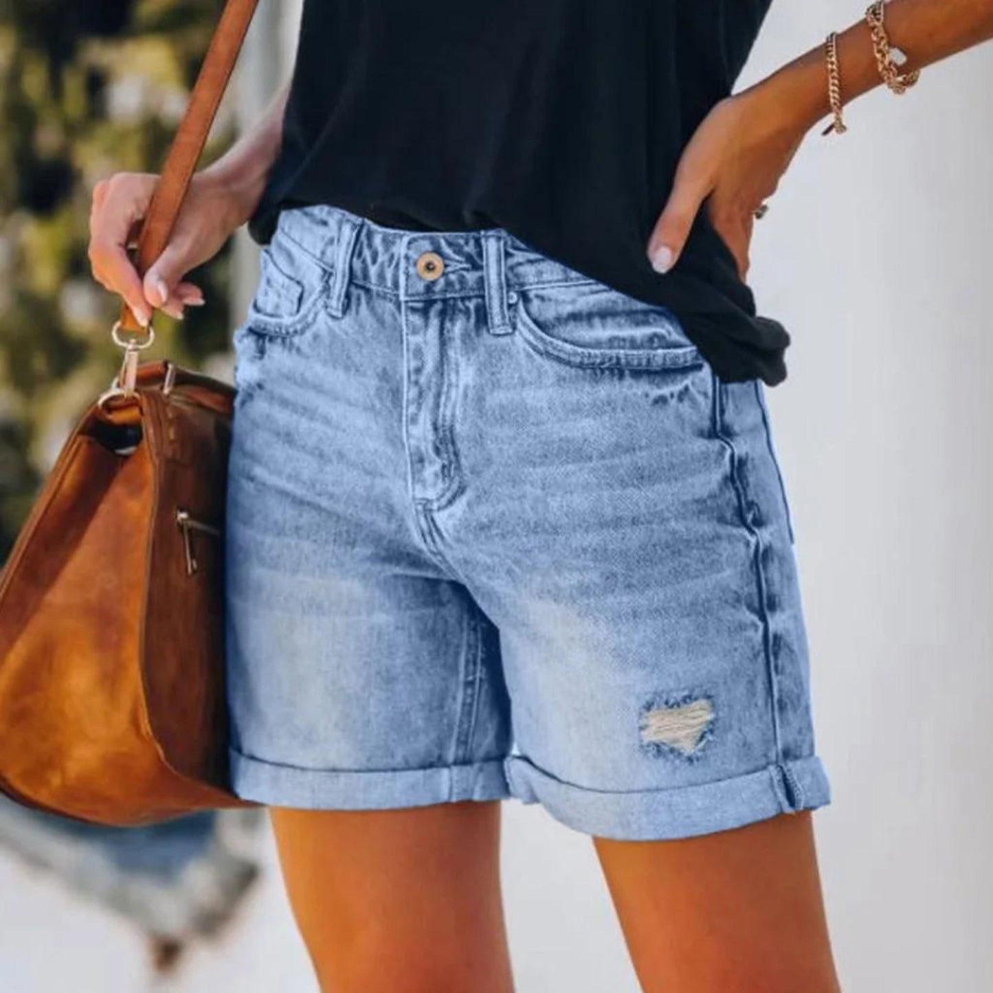 Denim Shorts - Blue - Summer - Jean Shorts - Women's Shorts-Allison Arch