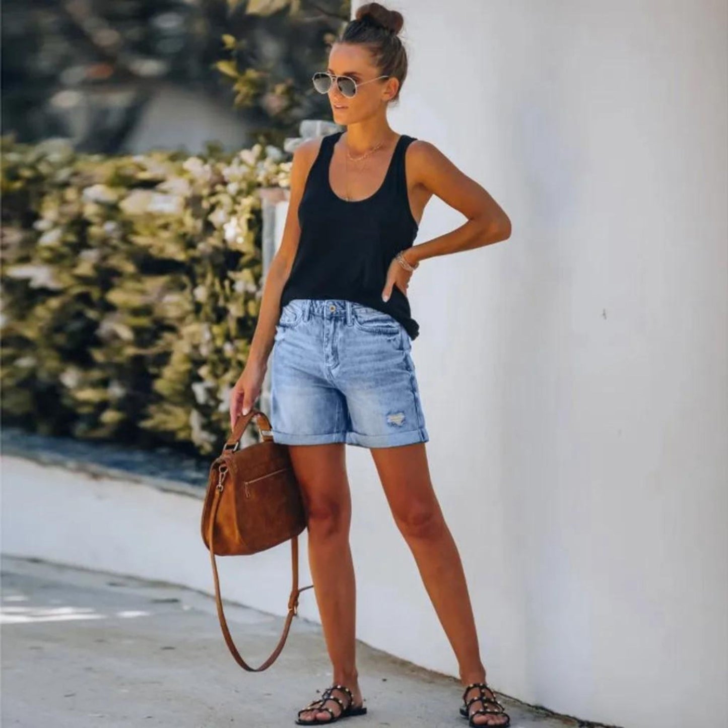 Denim Shorts - Blue - Summer - Jean Shorts - Women's Shorts-Allison Arch