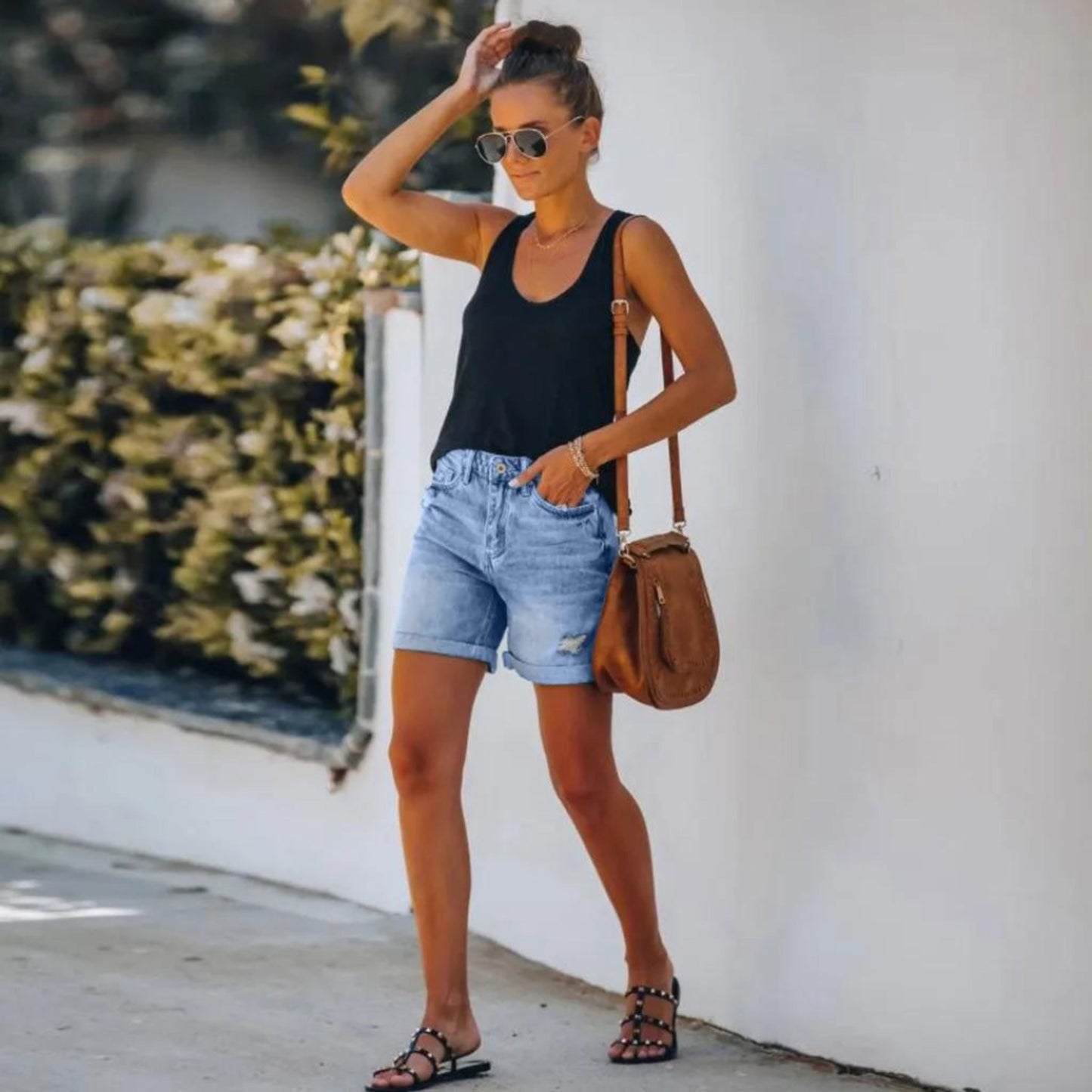 Denim Shorts - Blue - Summer - Jean Shorts - Women's Shorts-Allison Arch