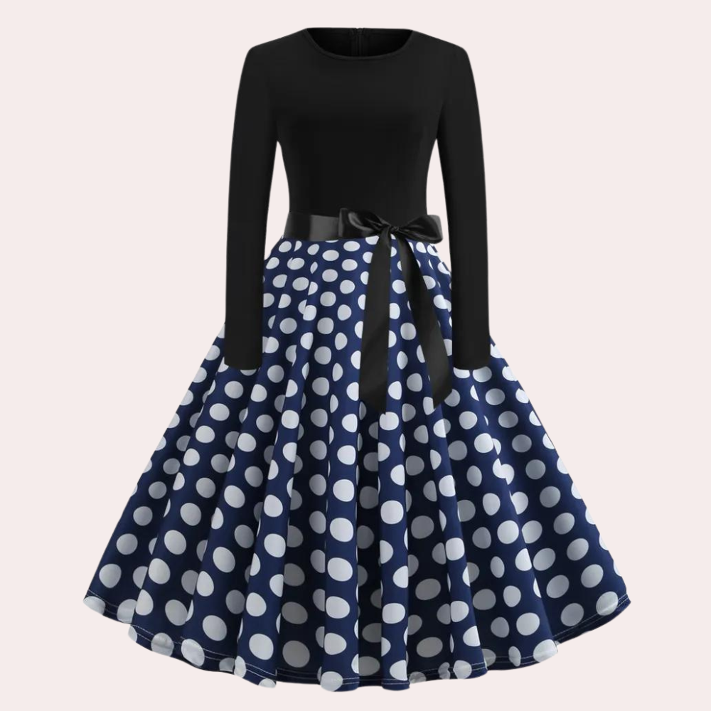 Fit and Flare Dress - Women's Knee Length Bell-Shaped Long Sleeve Dress-Allison Arch