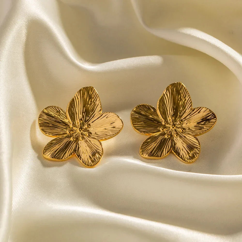 Flower Earrings - Women's Vintage Golden Stud Earrings-Allison Arch