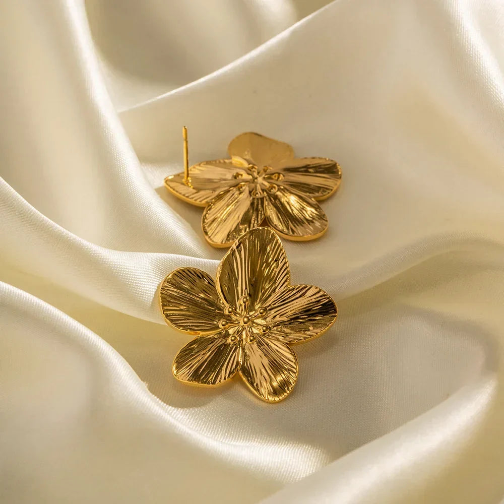 Flower Earrings - Women's Vintage Golden Stud Earrings-Allison Arch