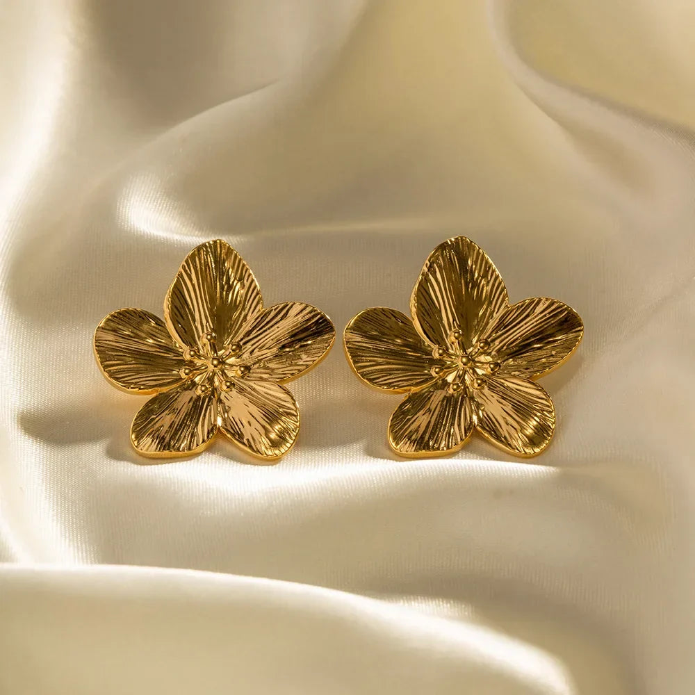 Flower Earrings - Women's Vintage Golden Stud Earrings-Allison Arch