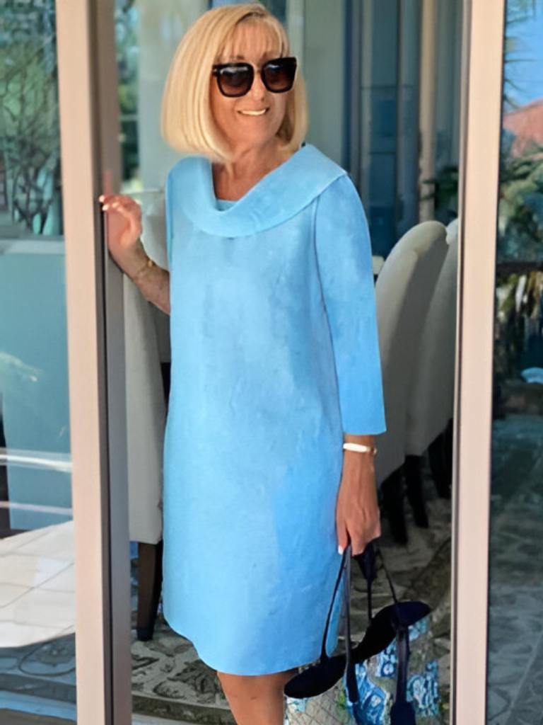 Lapel Dress | Long Sleeve | Loose Fit | Knee Length Dress | Summer Dress-Allison Arch