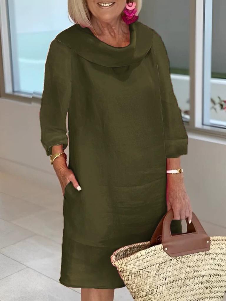 Lapel Dress | Long Sleeve | Loose Fit | Knee Length Dress | Summer Dress-Allison Arch