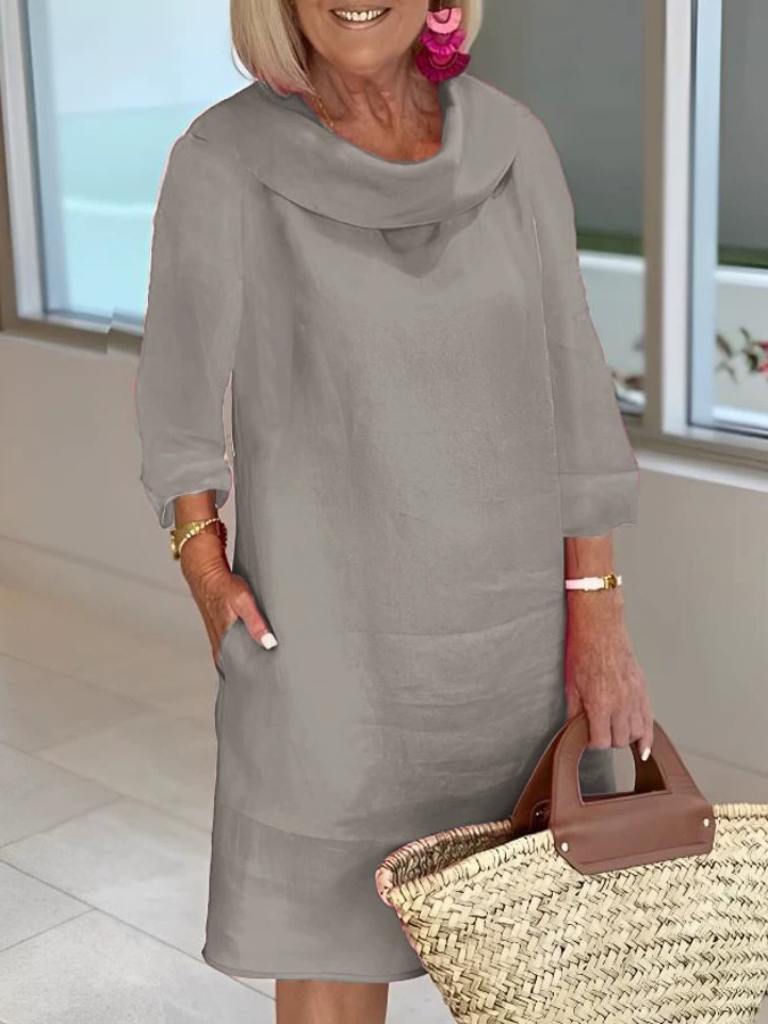 Lapel Dress | Long Sleeve | Loose Fit | Knee Length Dress | Summer Dress-Allison Arch
