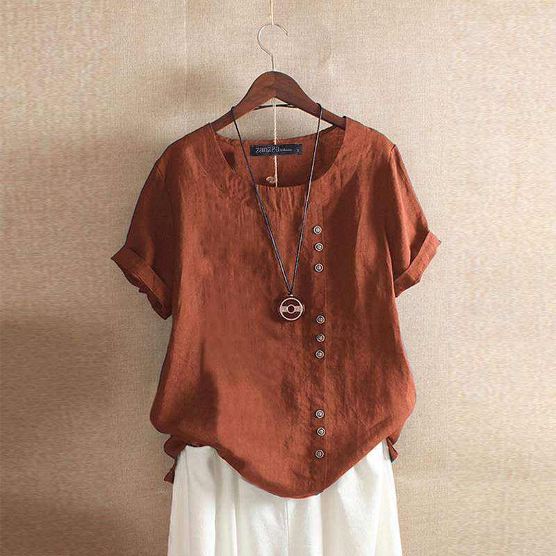 Linen Blouse | Oversized |Short Sleeve | Ladies Linen Shirt | Women's Summer Top-Allison Arch