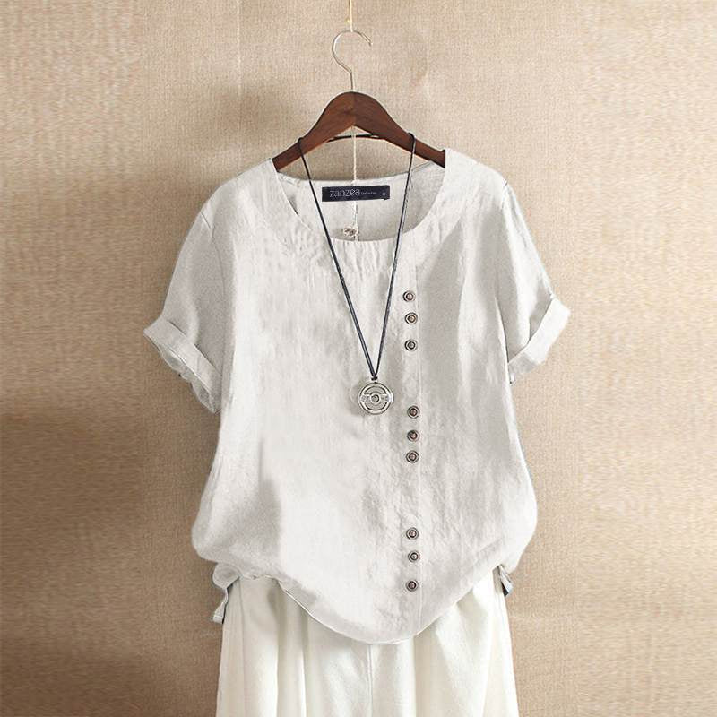 Linen Blouse | Oversized |Short Sleeve | Ladies Linen Shirt | Women's Summer Top-Allison Arch