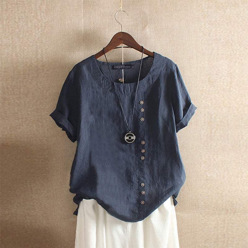 Linen Blouse | Oversized |Short Sleeve | Ladies Linen Shirt | Women's Summer Top-Allison Arch