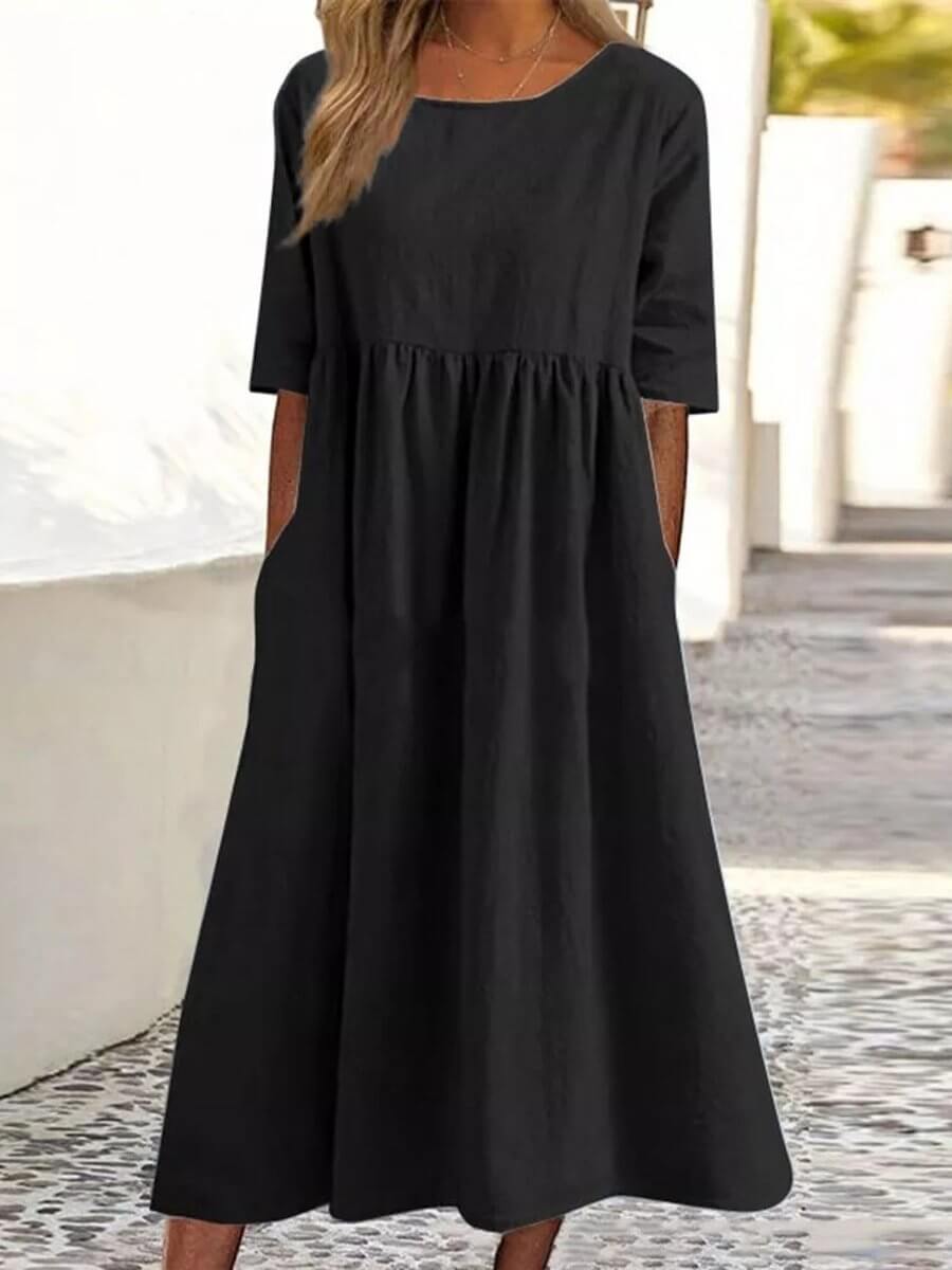 Linen Dress - Loose Fit - Cotton - Long Dresses - Summer Dress-Allison Arch