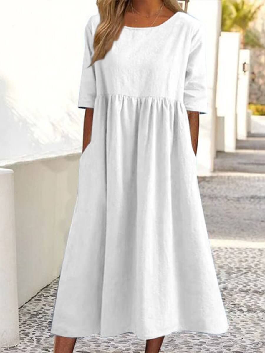 Linen Dress - Loose Fit - Cotton - Long Dresses - Summer Dress-Allison Arch
