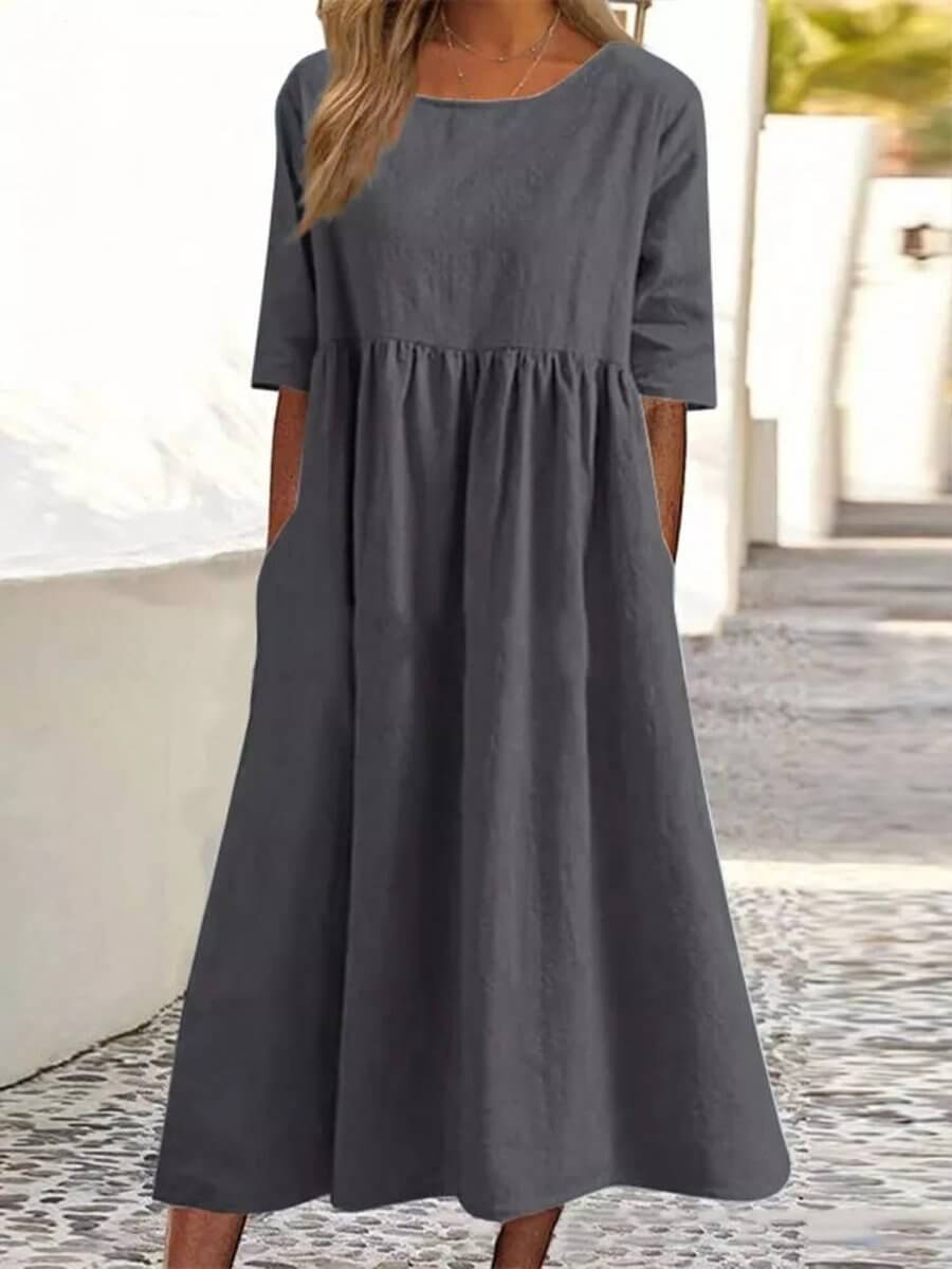 Linen Dress - Loose Fit - Cotton - Long Dresses - Summer Dress-Allison Arch