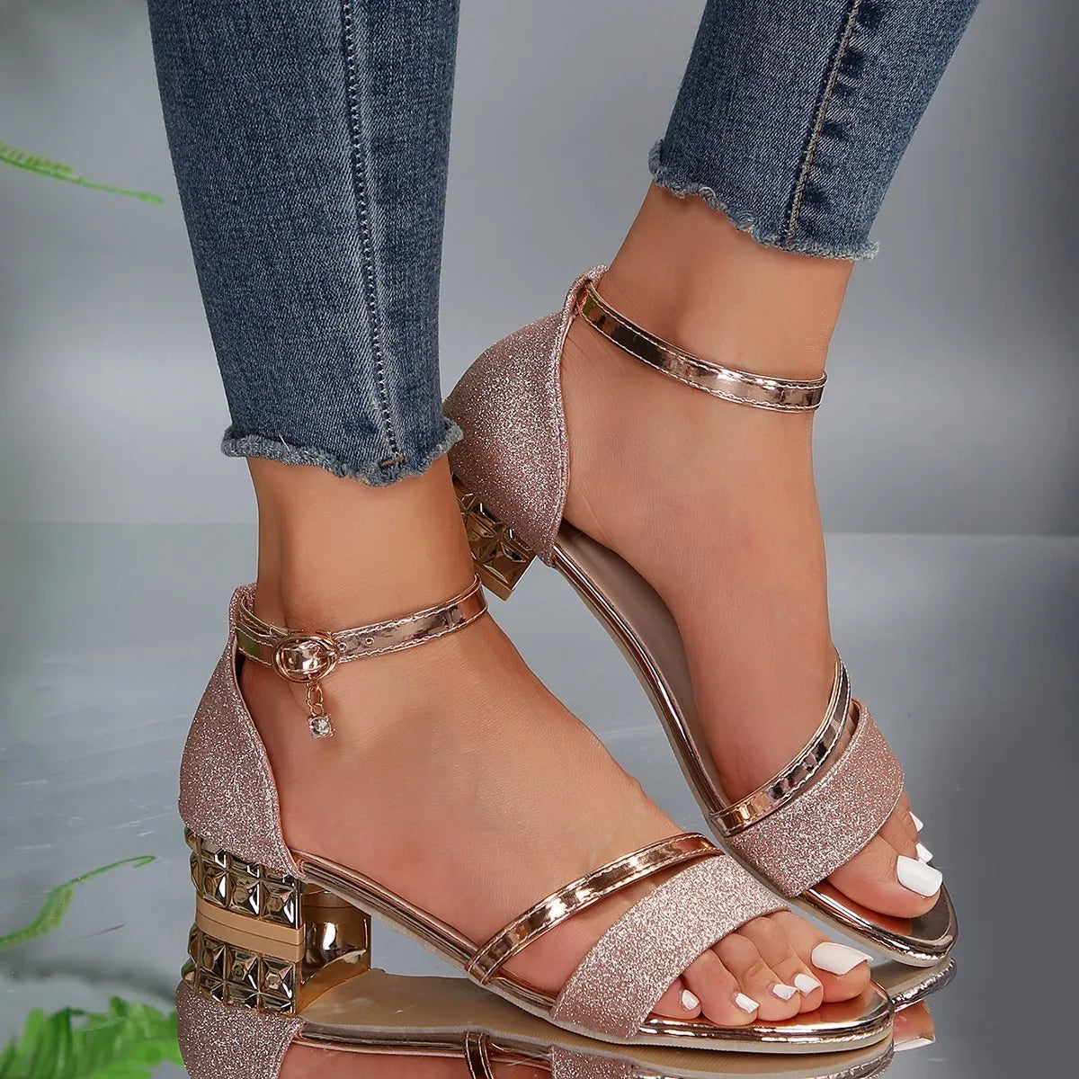 Low Heel Sandals - Ankle Strap - Closed Heel - Dressy Sandals - Women's Sandals-Allison Arch