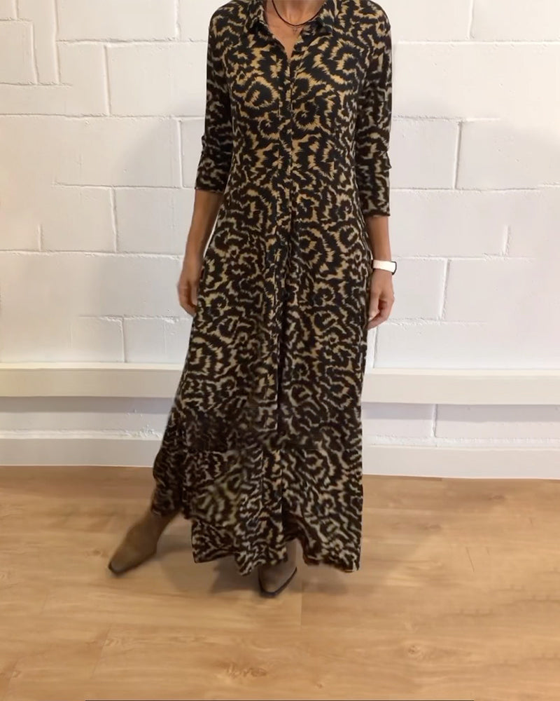 Maxi Dress - Collar - Button-Up - Long Sleeve Dress - Maxi Shirt Dress-Allison Arch