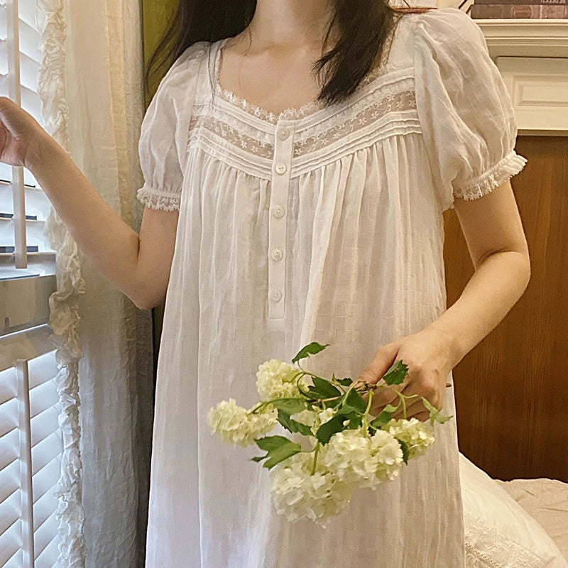 Nighty Dress | White | Long | Night Gown | Women's Sleepwear-Allison Arch