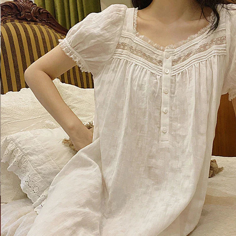 Nighty Dress | White | Long | Night Gown | Women's Sleepwear-Allison Arch