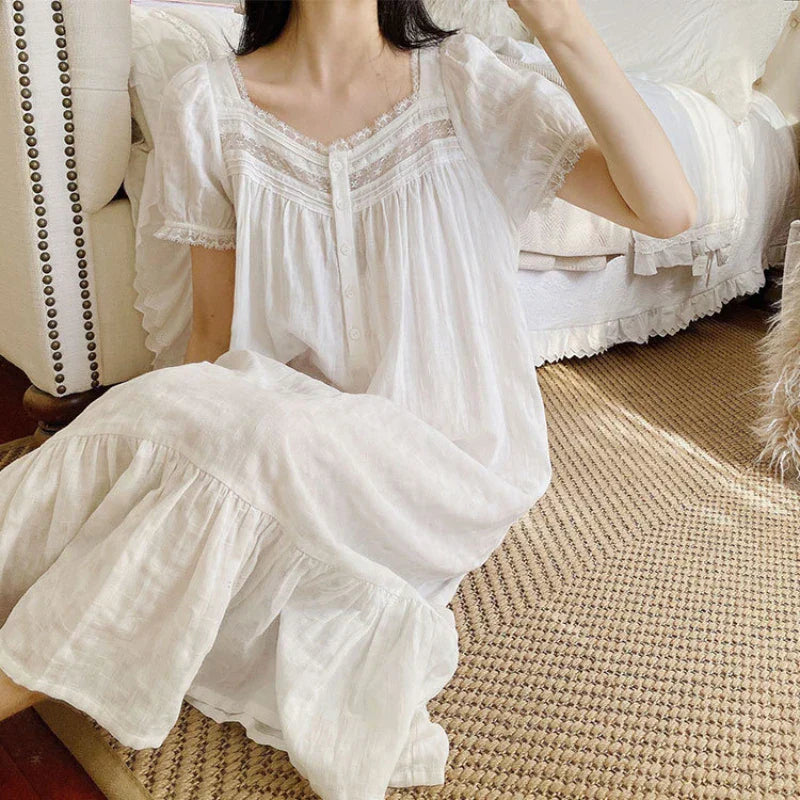 Nighty Dress | White | Long | Night Gown | Women's Sleepwear-Allison Arch