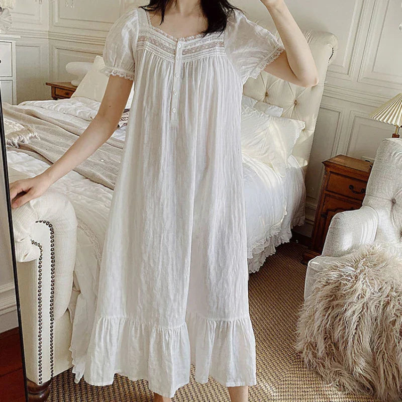 Nighty Dress | White | Long | Night Gown | Women's Sleepwear-Allison Arch