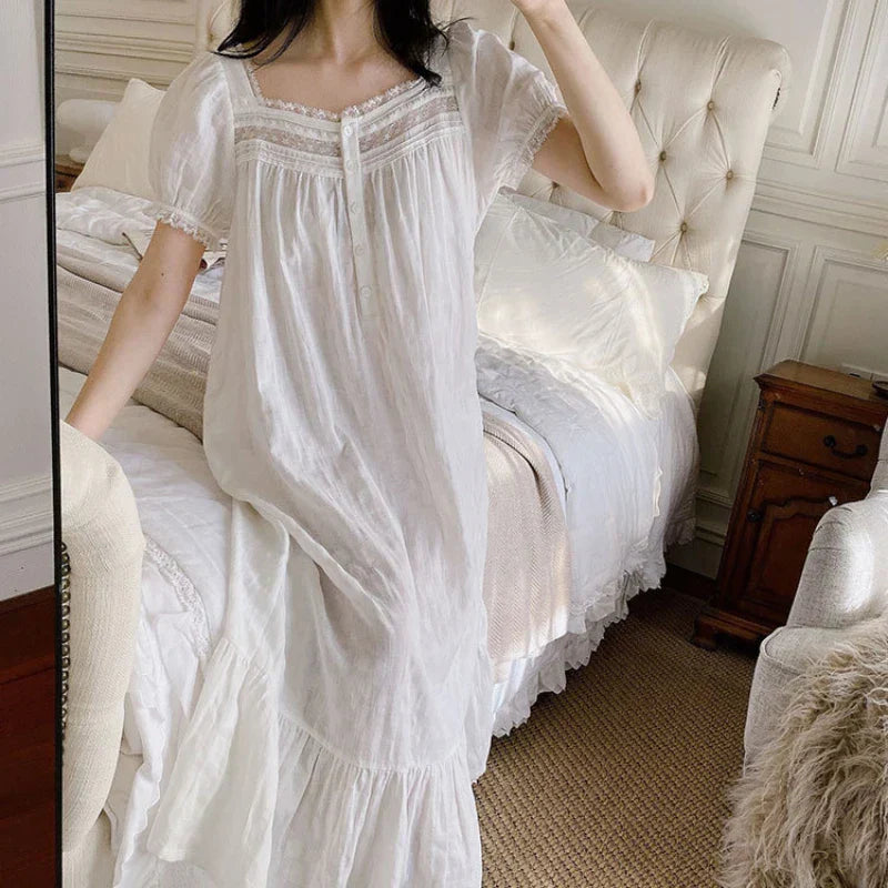 Nighty Dress | White | Long | Night Gown | Women's Sleepwear-Allison Arch
