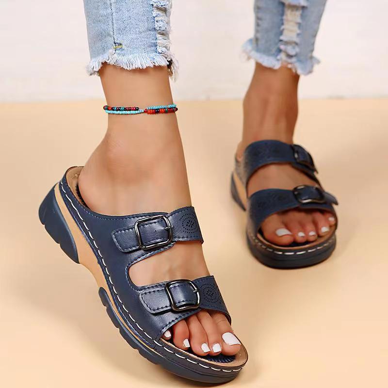 Orthopedic Sandals - Double Buckle - Thick Sole - Slip-On Sandals - Women's Slides-Allison Arch