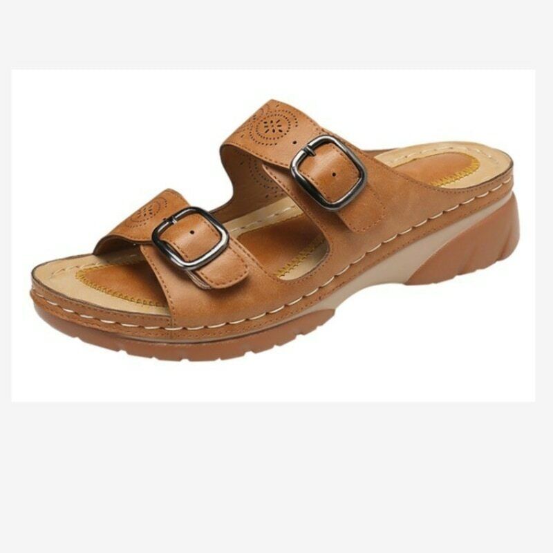 Orthopedic Sandals - Double Buckle - Thick Sole - Slip-On Sandals - Women's Slides-Allison Arch