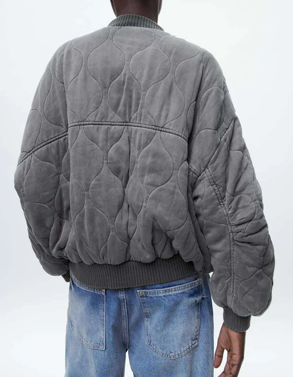 Oversized Jacket - Gray - Padded - Bomber Jacket - Women's Jacket-Allison Arch