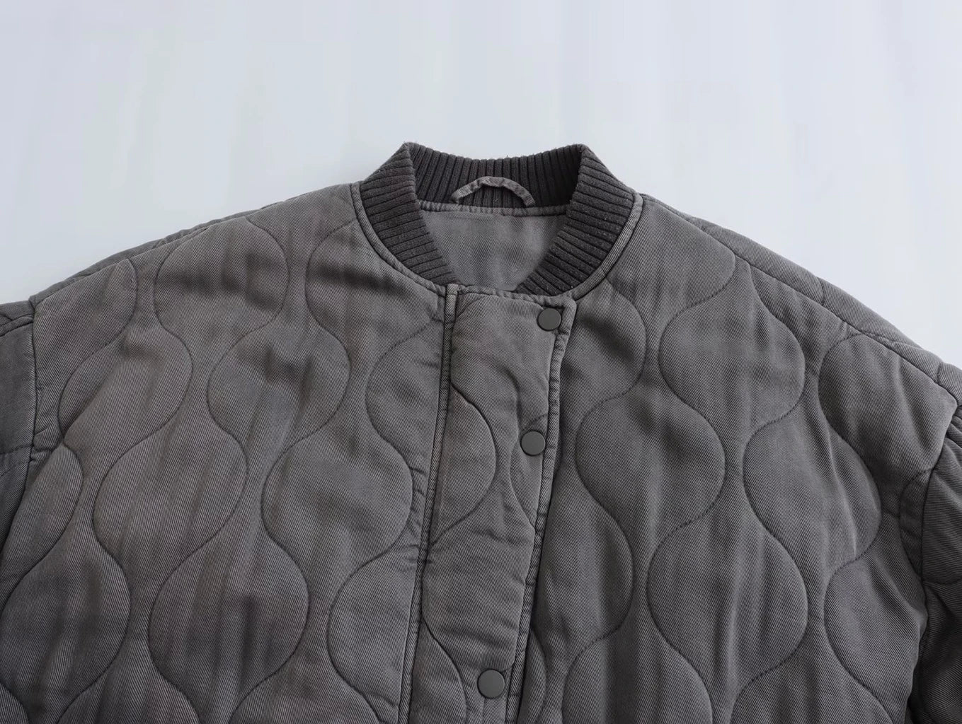 Oversized Jacket - Gray - Padded - Bomber Jacket - Women's Jacket-Allison Arch