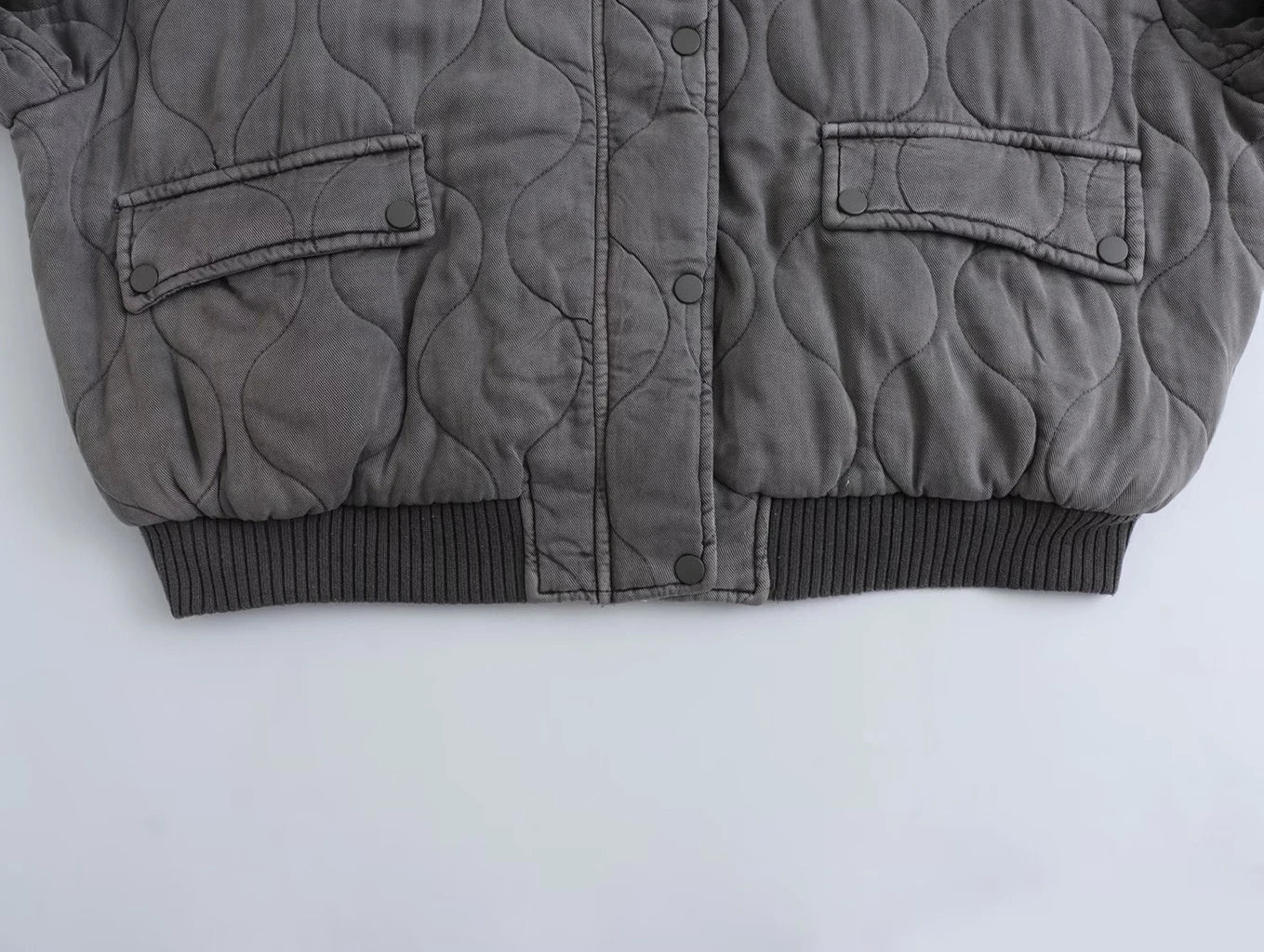 Oversized Jacket - Gray - Padded - Bomber Jacket - Women's Jacket-Allison Arch