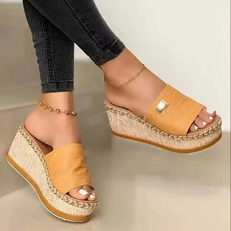 Platform Sandals | Straw | Slip-On | Platform Slides | Women's Sandals-Allison Arch