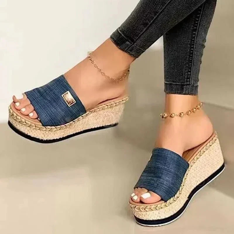 Platform Sandals | Straw | Slip-On | Platform Slides | Women's Sandals-Allison Arch