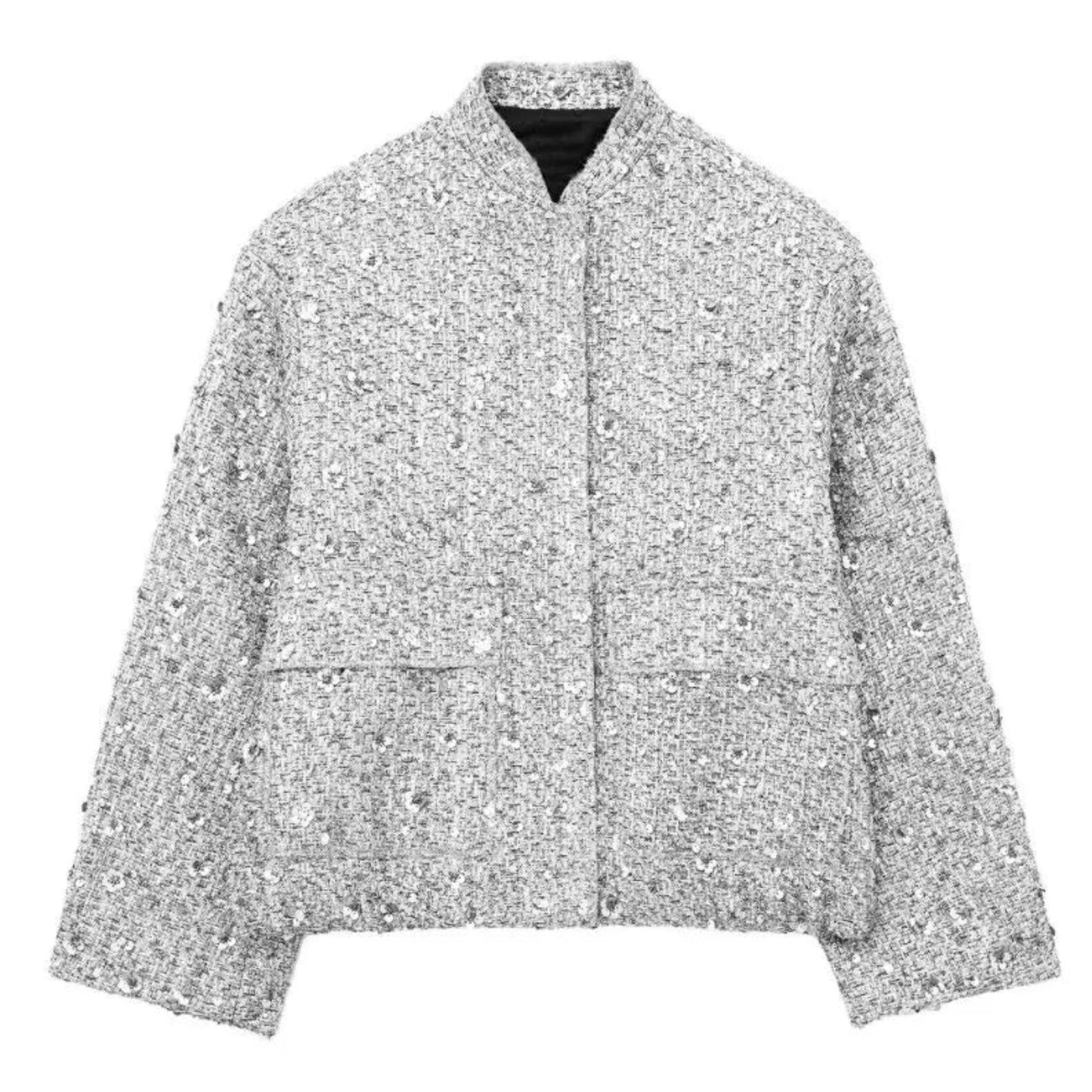 Sequin Jacket - Women's Loose Fit Sparkle Glitter Bomber Jacket-Allison Arch