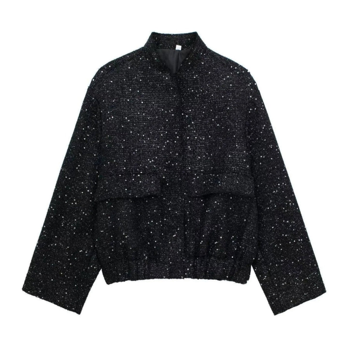 Sequin Jacket - Women's Loose Fit Sparkle Glitter Bomber Jacket-Allison Arch