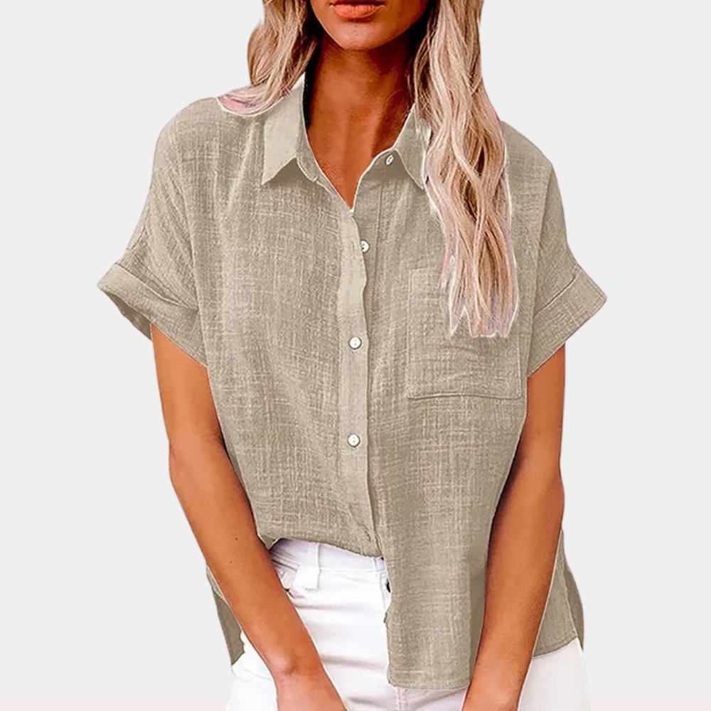 Short Sleeve Shirt - Button-Up - Loose Fit - Summer Shirt - Women's Shirt-Allison Arch