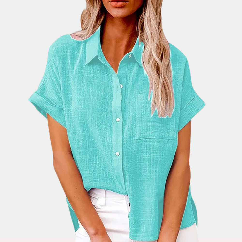 Short Sleeve Shirt - Button-Up - Loose Fit - Summer Shirt - Women's Shirt-Allison Arch