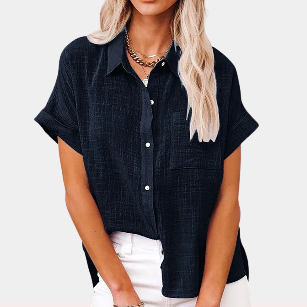 Short Sleeve Shirt - Button-Up - Loose Fit - Summer Shirt - Women's Shirt-Allison Arch