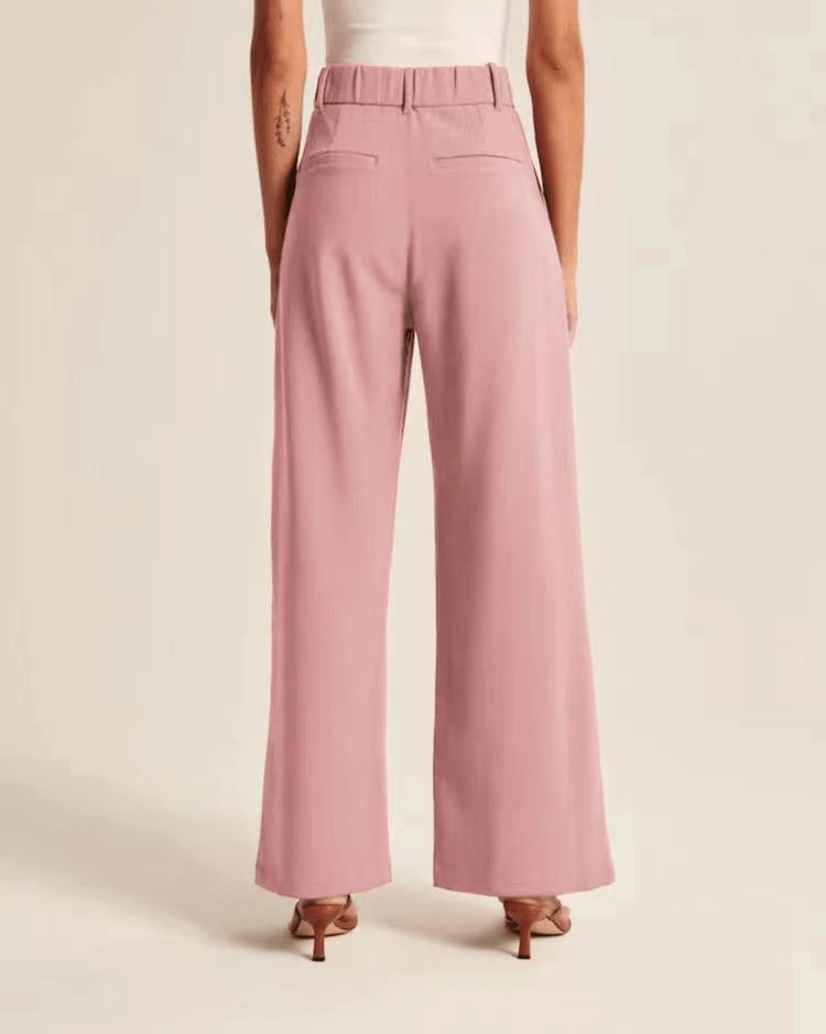 Wide Leg Trousers - Women's High Waisted Petite Wide Leg Dress Pants-Allison Arch