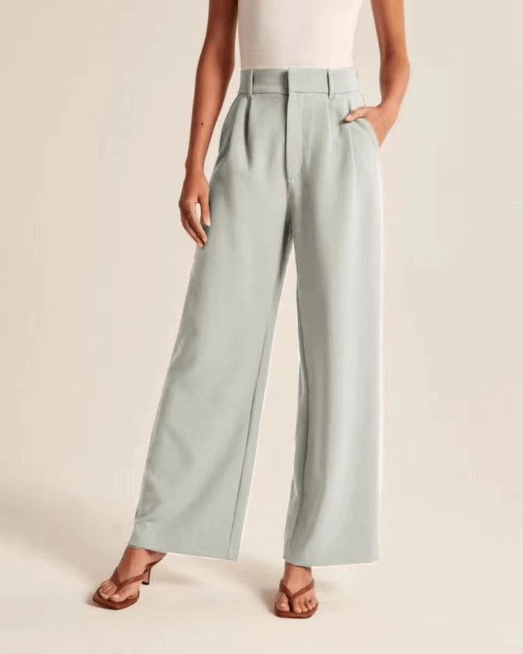 Wide Leg Trousers - Women's High Waisted Petite Wide Leg Dress Pants-Allison Arch