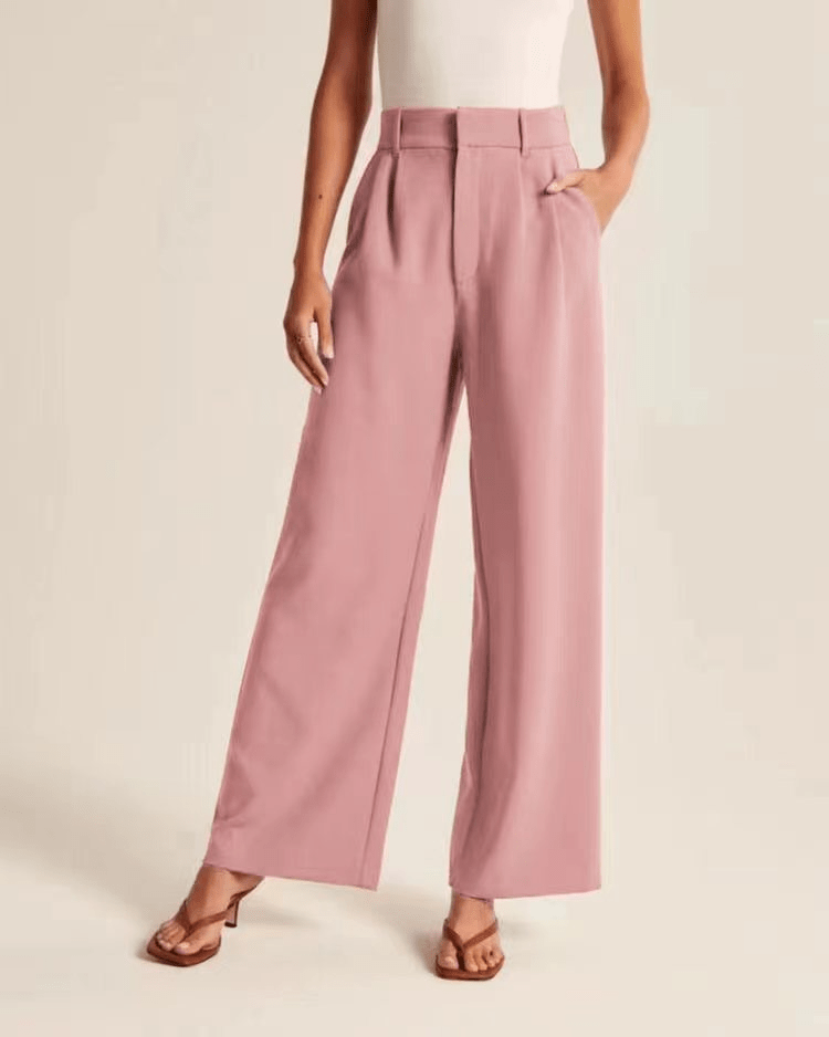 Wide Leg Trousers - Women's High Waisted Petite Wide Leg Dress Pants-Allison Arch
