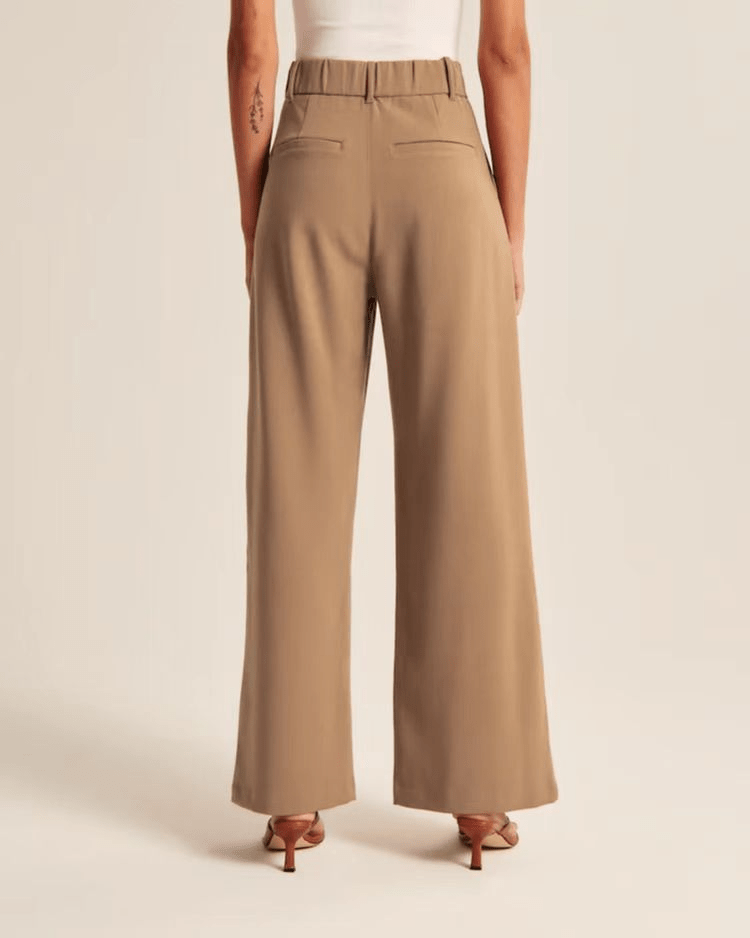 Wide Leg Trousers - Women's High Waisted Petite Wide Leg Dress Pants-Allison Arch