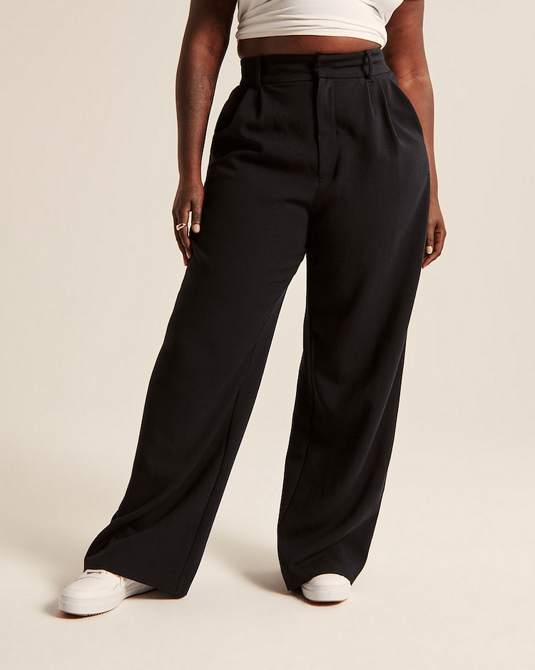 Wide Leg Trousers - Women's High Waisted Petite Wide Leg Dress Pants-Allison Arch
