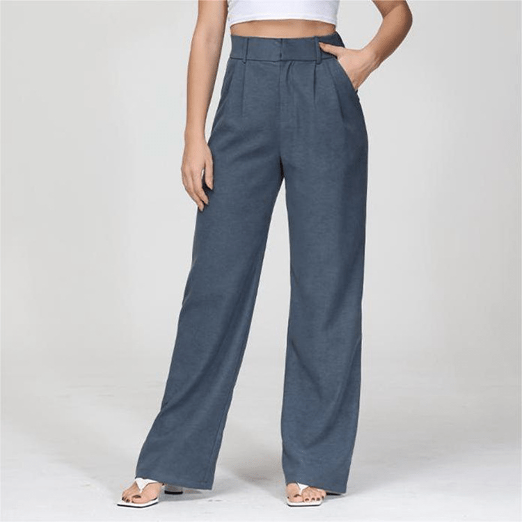 Wide Leg Trousers - Women's High Waisted Petite Wide Leg Dress Pants-Allison Arch