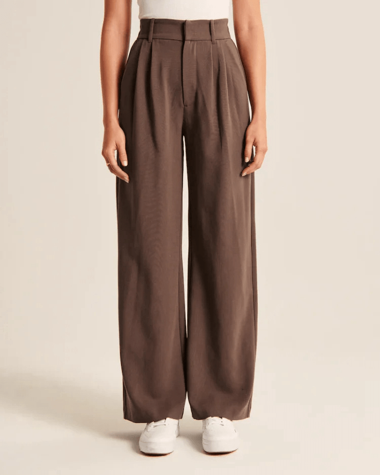 Wide Leg Trousers - Women's High Waisted Petite Wide Leg Dress Pants-Allison Arch
