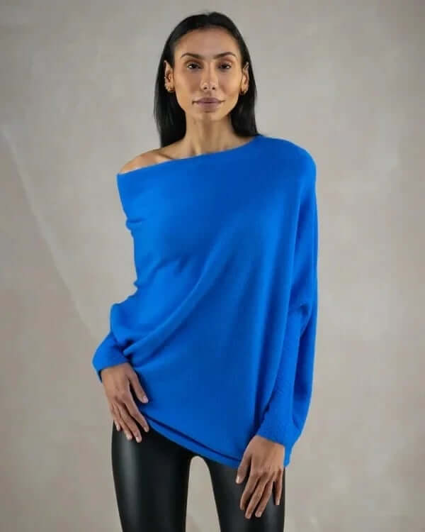 Batwing Sweater | Loose Fit | One-Shoulder | Knitted Jumper | Women's Clothing-Allison Arch