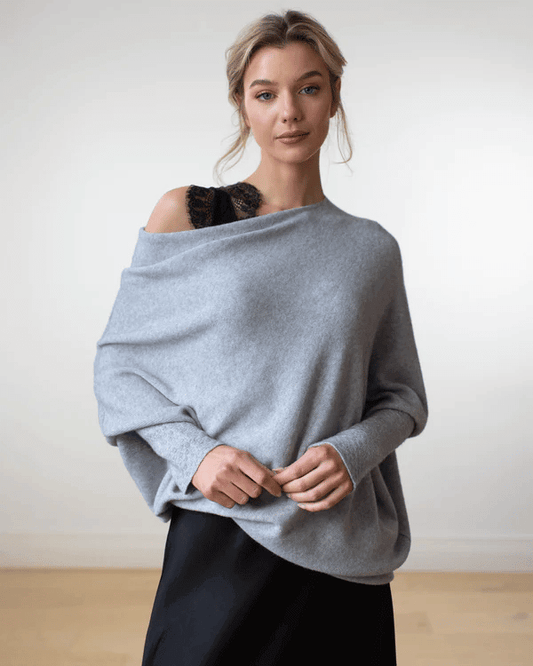 Batwing Sweater | Loose Fit | One-Shoulder | Knitted Jumper | Women's Clothing-Allison Arch