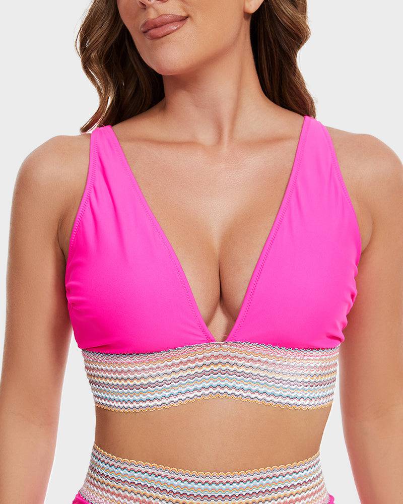 Bikini Set - Two-Piece - V-Neck - High Waist Bikini - Women's Swimwear-Allison Arch