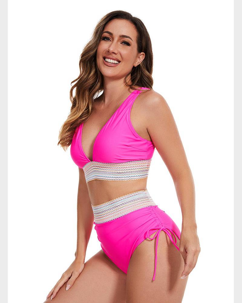Bikini Set - Two-Piece - V-Neck - High Waist Bikini - Women's Swimwear-Allison Arch